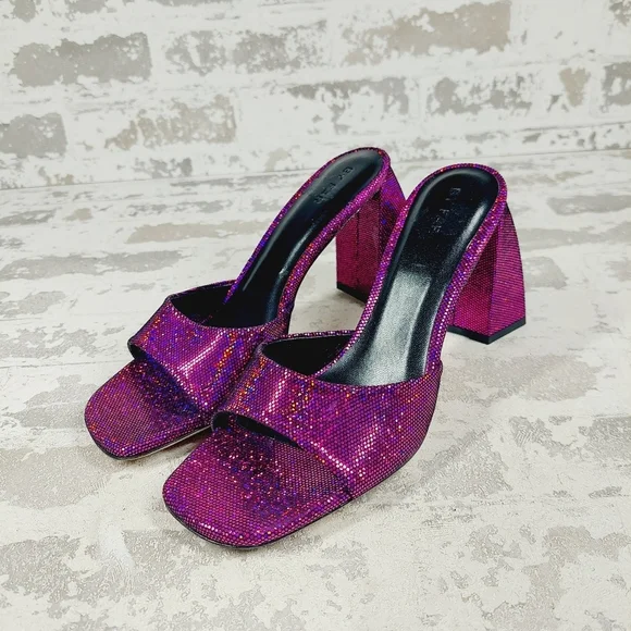 New By Far Michele Purple Metallic Leather Mules K127 - Picture 5 of 12